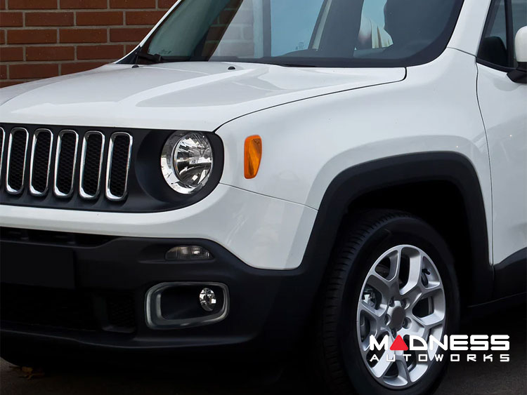 Jeep Renegade Front Fog Light Trim - Dark Brushed Stainless Steel